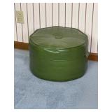 Leather Ottoman. 18In Diameter, 11In Tall.