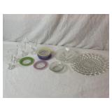 Glass serving dishes, and Glasses.