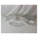 5 Pressed Glass/Crystal Serving Dishes.