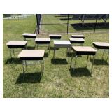 10 Metal School Desks w/ Resin Tops (Used)