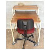 Metal Rolling Desk With Wood Top