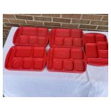 24 Red Plastic Lunch Serving Trays (Used)