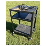 Metal AV Cart on Wheels & Extension Cord