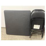 4 Metal Folding Chairs & Metal Folding Card Table