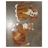 Painted Wood Dog & Cat