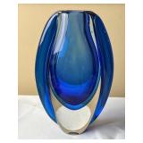 Vintage Blue Art Glass Vase