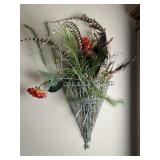 Metal Wire Wall Pocket Basket w/ Artificial