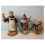 2 Steins & Ceramic Fryer John Decanter