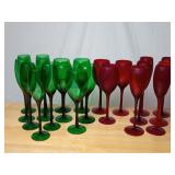 Red/Green Wine & Champagne Glasses