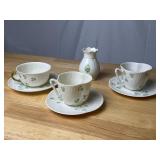 Belleek Tea Cups/Saucers & Irish Papuan China Vase