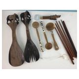 Wood Elephant Salad Servers, Wood Spoons