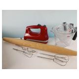 Kitchen Aid Hand Mixer, Measuring Cups & Rolling