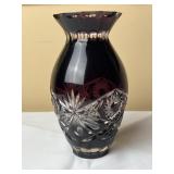 Vintage Dark Purple Cut Crystal Vase