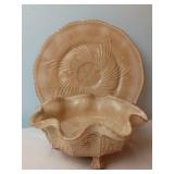 Fenton Slag Glass Footed Bowl & Cake Plate