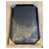Framed Marmont Hill 1820 Indiana Gold Foiled Map