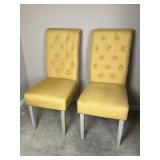 Pair of Yellow Upholstered Dining Chairs