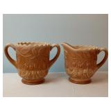 Fenton Chocolate Slag Glass Cherries Creamer &