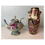 Antique Hand Painted Nippon Vase & Hand Painted