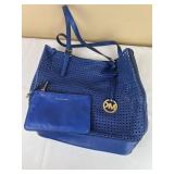 Blue Michael Kors Bridget Tote Bag & Wallet