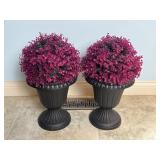 2 Small Artificial Topiary Balls in Urn Planters