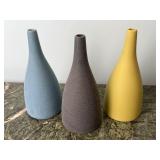 Set of 3 Textured Ceramic Bud Vases