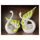Pair of Ceramic Swan Vases