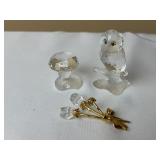 Swarovski Miniature Crystal Owl, Mushroom, & Roses