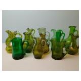 Green Crackle Glass Mini Pitchers