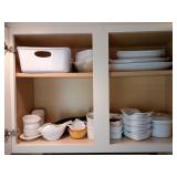Contents of Kitchen Cabinet White Serving Dishes