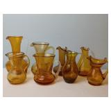 Amber Crackle Glass Mini Pitchers