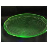 Green Depression/Uranium Glass Oval Tray