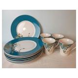 222 Fifth Eliza Teal Plates & Mugs
