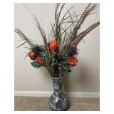 Mosaic Mirrored Vase w/ Artificial Flowers/Grass