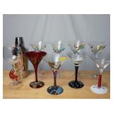 Artsy Martini Glasses & Shaker