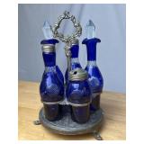 Cobalt Cut Cruet Set