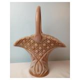 Carmel & Cream Salt Glass Basket Vase