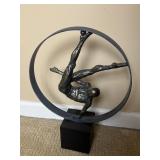 Resin Gymnast Circle Sculpture Inside Metal Ring