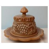 Chocolate Slag Glass Covered Butter Dish