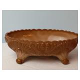 Chocolate Slag Glass Footed Bowl