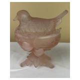 Westmoreland Pink Satin Glass Robin On Nest