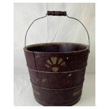 Antique Stenciled Wood Bucket