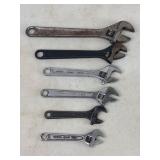 Vintage Adjustable Wrench Lot, 6 Piece