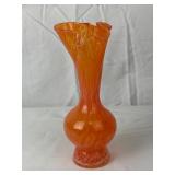 Vintage Orange Blown Art Glass Vase
