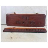 Vintage Hand-Carved Wooden Hanging Signs