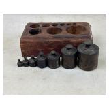 Vintage Graduated Iron Scale Weights Set
