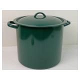 Large Green Enamel Stock Pot with Lid