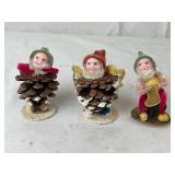 Set of 3 Vintage Pinecone Elves