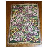 Vintage Pansy Floral Woven Tapestry Throw