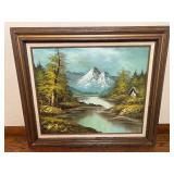 R. Sutherland Mountain Landscape Oil Painting