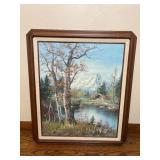 Mountain Cabin Landscape Oil Painting